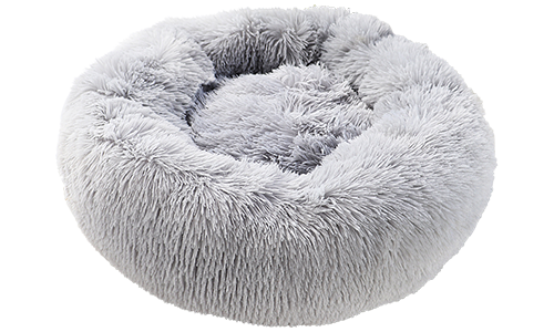 Lyxig mjuk hundbädd Lyxig mjuk hundbädd i rund form, grå färg, högkvalitativt mjukt material, för exklusiv komfort och elegant design.