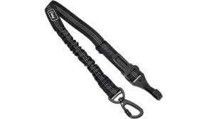 Reflekterande svart säkerhetsbälteskoppel för hund, 55–65 cm långt, justerbar rem, med metallklämma för bekymmersfria resor.