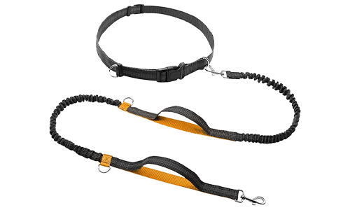 Joggingbälte med flexikoppel Orange handsfree-löpband för hund, utdragbart, 70–120 cm långt och 2,5 cm brett, justerbart bälte och vadderade handtag.