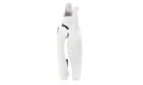 Vit LED-klotång för hundar med inbyggt ljus för precision, ergonomiskt handtag, säkerhetsspärr och nagelfil.