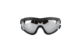 UV-skyddande hundsolglasögon med justerbara remmar, vattentäta, huvud 36–56 cm, käke 20–25 cm, för utomhusbruk.