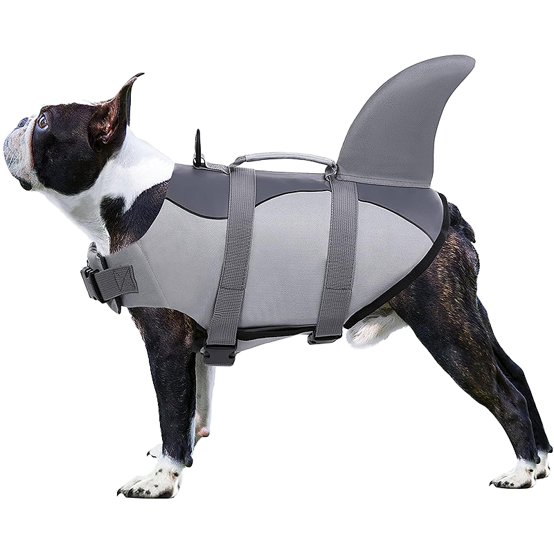 Snygg Flytväst för Hund - Haj Haj-inspirerad hundflytväst med säkra remmar, för säkerhet och flytförmåga. Passar olika typer av hundar.