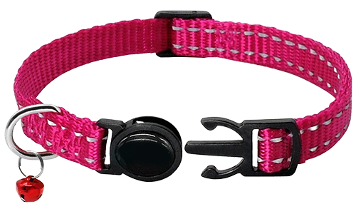 Reflekterande Katthalsband med Säkerhetsspänne Reflekterande rosa säkerhetskatthalsband, hållbart och starkt, reflekterande och lätt nylonmaterial.