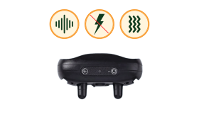 Skonsamt anti-skällhalsband för hundar med tassdesign, uppladdningsbart via USB, vattentätt och håller upp till 14 dagar.