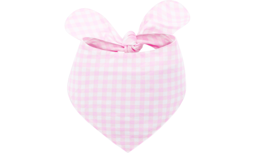 Rosa- och vitrutig hundbandana med knutknäppning, lätt att tvätta, tillverkad av 100% bomull, lätt tyg.