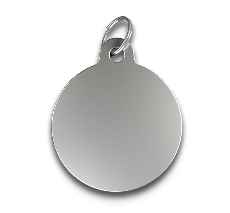 Graverad ID-Bricka C-Formad Silverfärgad rund namnbricka för hund med slät yta och silverring, kan graveras med hundens namn.