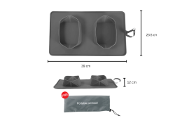 Ihopvikbar Hund-reseskål - 1200ml dubbel vikbar matmatta