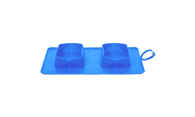 Ihopvikbar Hund-reseskål - 1200ml dubbel vikbar matmatta