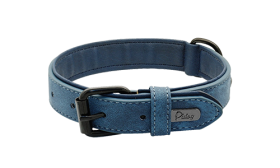 Lyxigt Sammetshundhalsband Blå lyxig sammetshalsband för hund med svart metallspänne, längd 35-37 cm, bredd 1,7 cm, perfekt för namnbricka hund.