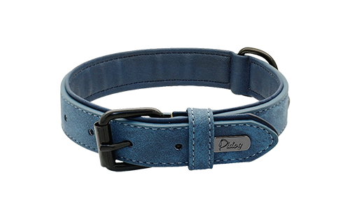 Lyxigt Sammetshundhalsband Blå lyxig sammetshalsband för hund med svart metallspänne, längd 35-37 cm, bredd 1,7 cm, perfekt för namnbricka hund.